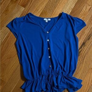 White Birch Royal Blue Button-Up Blouse